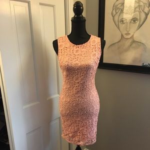Light pink blush lace fitted dress
